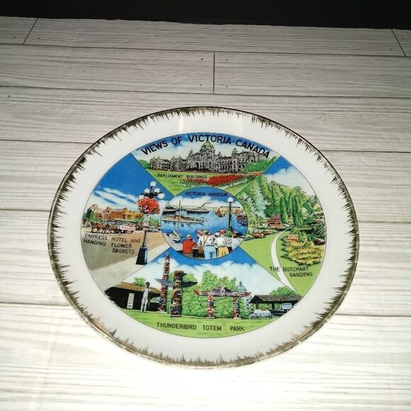 Vintage Views Of Victoria Canada Collectors Souvenir Hanging Plate Made In Japan - Picture 1 of 7